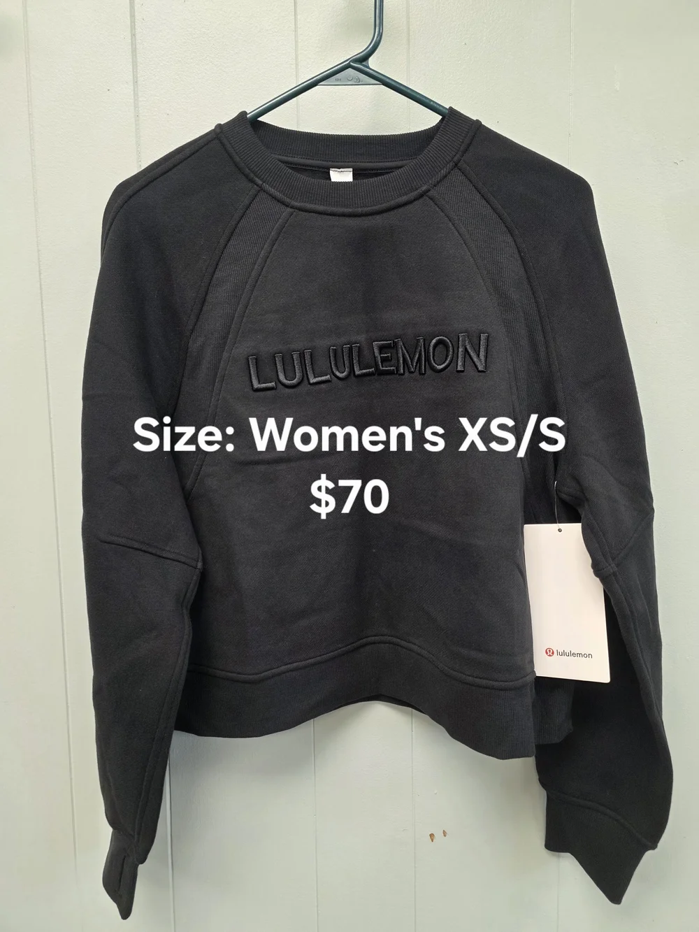 lululemon athletica Black Crewneck Sweatshirt with Embroidered Logo